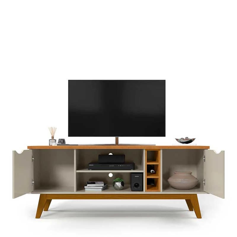 Rack Para TV Sala 65 Polegadas 160cm Prism 1.6 Patrimar Off White/Cinamomo