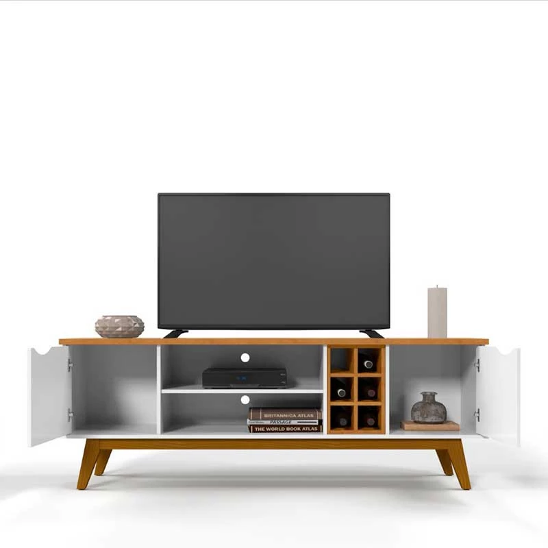 Rack Para TV Sala 75 Polegadas 180cm Prism 1.8 Patrimar Branco/Cinamomo