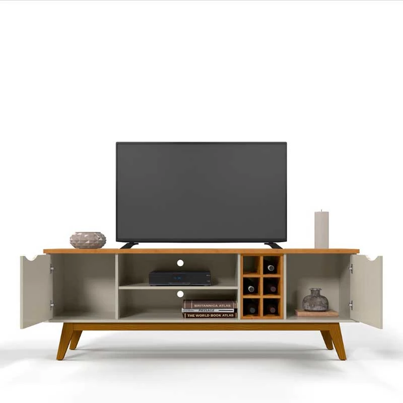 Rack Para TV Sala 75 Polegadas 180cm Prism 1.8 Patrimar Off White/Cinamomo