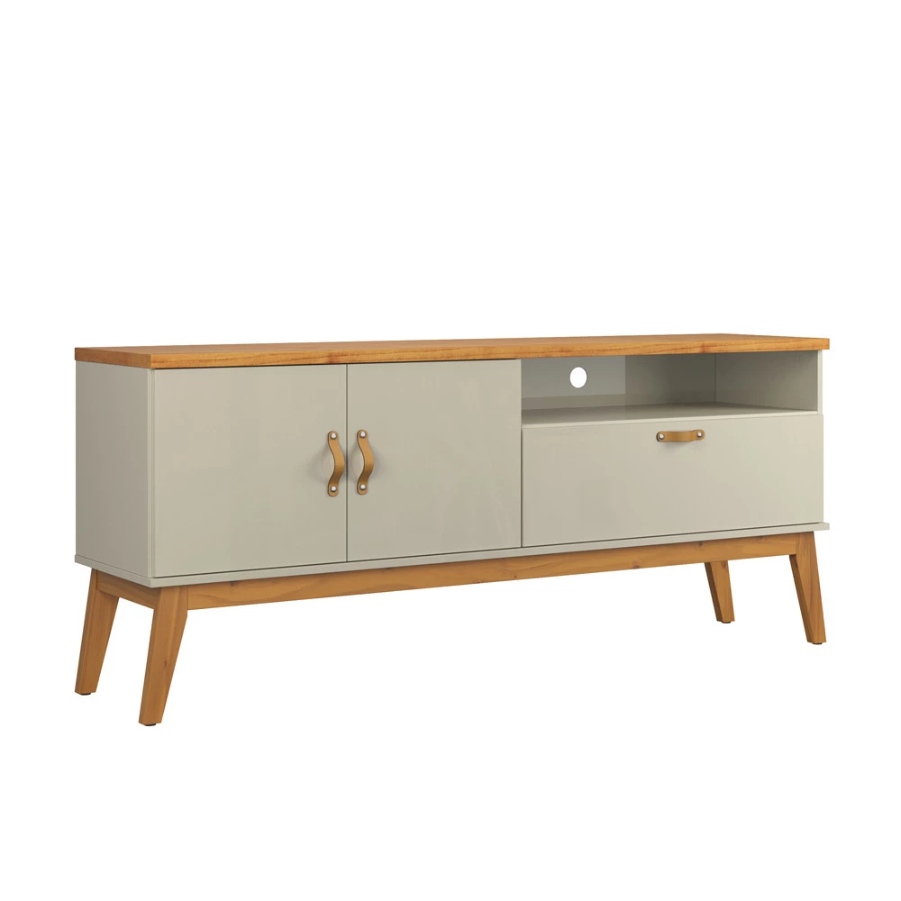 Rack Pequeno 136cm Quarto Sala Para TV 55 Sirius 1.4 Patrimar Off White/Cinamomo