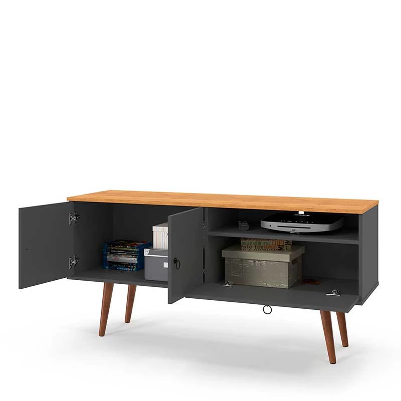 Rack Retrô Para TV 46 Polegadas 137cm Topázio Patrimar Grafite/Cinamomo