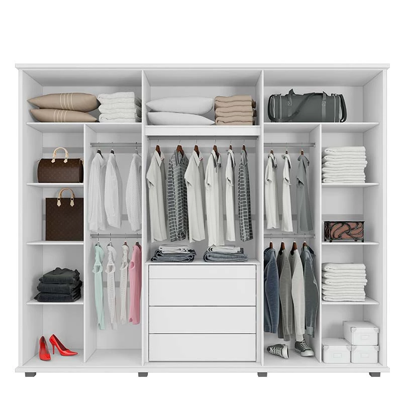 Guarda Roupa Casal 271cm 6 Portas 5 Gavetas Estrela RV Móveis Branco