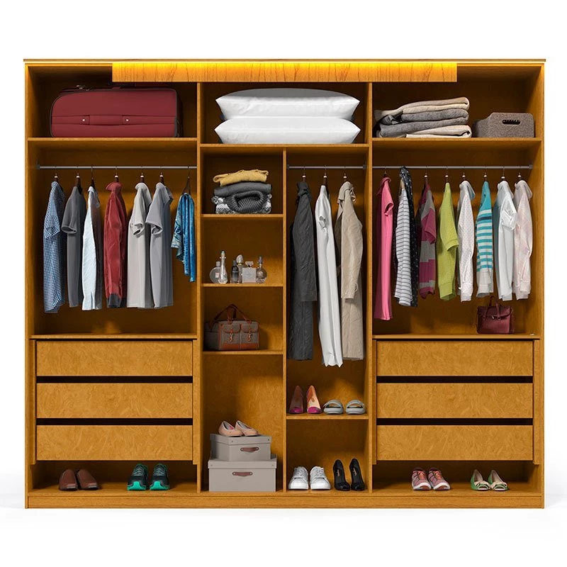 Guarda Roupa Casal Grande Com Espelho 273x235x64 Inovação Gelius Naturale/Off White