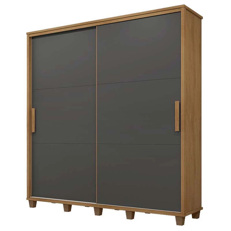 Guarda Roupa Casal 228cm Portas de Correr Monte Carlo RV Móveis Cinamomo/Grafite