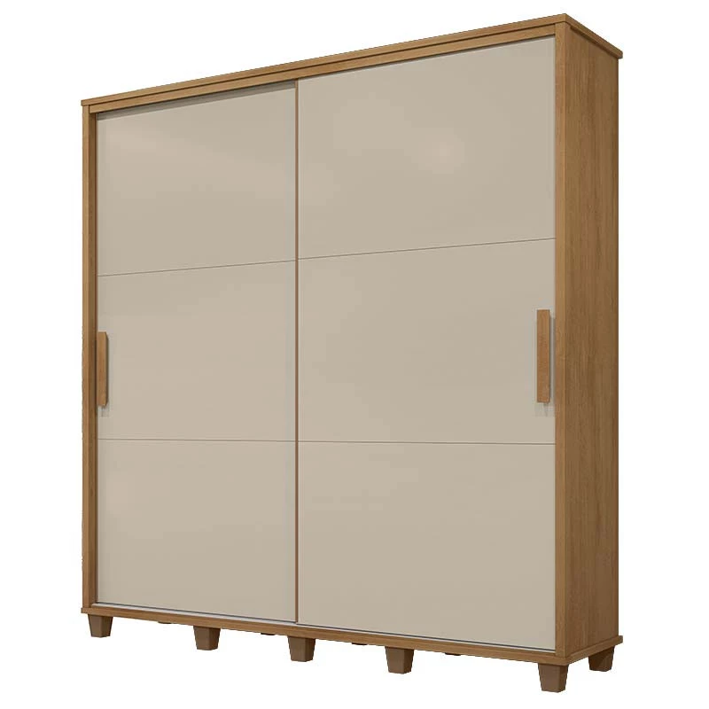 Guarda Roupa Casal 228cm Portas de Correr Monte Carlo RV Móveis Cinamomo/Off White