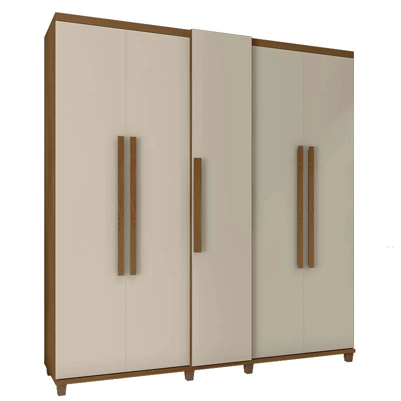 Guarda Roupa Casal 228cm 5 Portas Munique RV Móveis Cinamomo/Off White