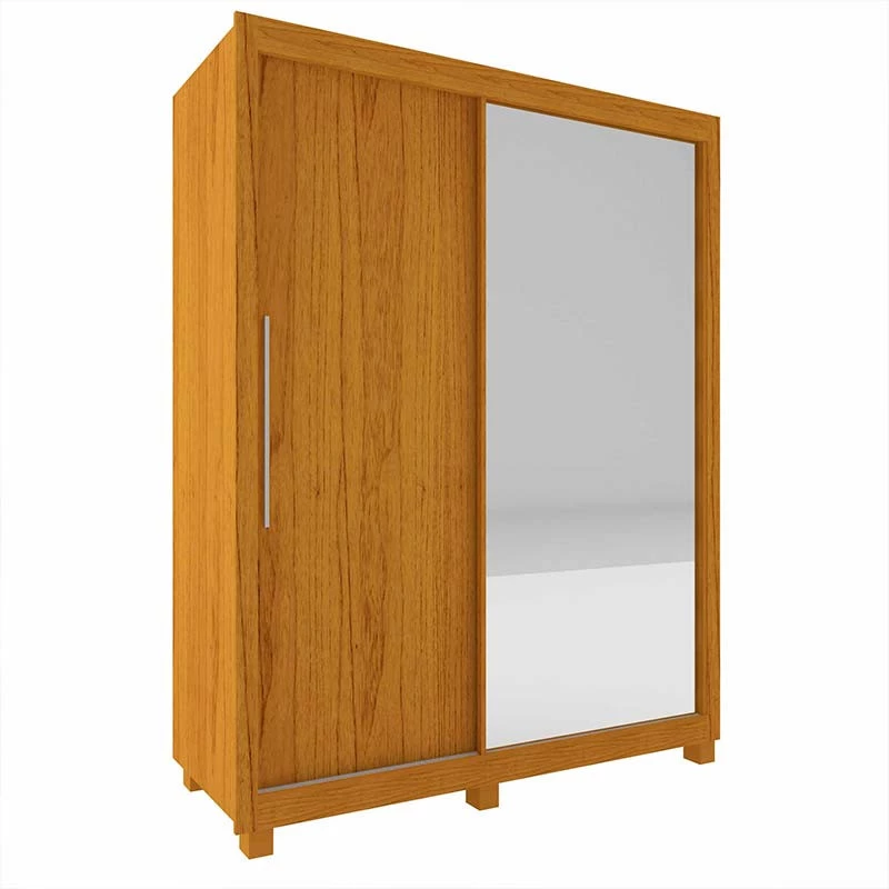 Guarda Roupa Pequeno Solteiro 149x226 com 2 Portas 1 Porta Espelho e Pés Royale Gelius Naturale