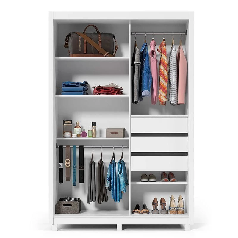 Guarda Roupa Pequeno Solteiro 149x226 com 2 Portas 1 Porta Espelho e Pés Royale Gelius Branco