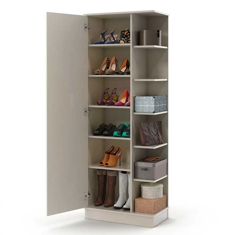 Sapateira Com Porta de Espelho 182 x 68 x 36 Lisboa Patrimar Off White
