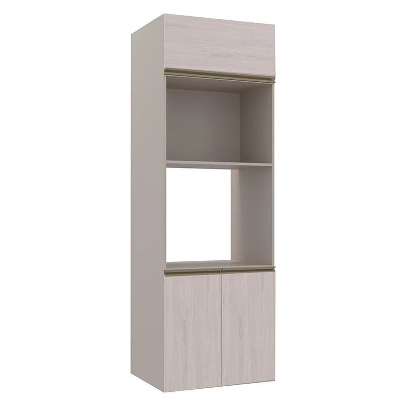 Módulo Torre Micro-Ondas Forno 70cm x 208cm 100% MDF Cozinha Modulada Gold Robel Fendi/Aspen