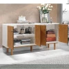Buffet Balcão Sala 4 Portas 160cm Catar Lukaliam Tauari/Off White Perolizado