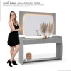 Aparador Com Espelho Sala Estar Sublime Gelius Cinza/Off White