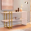 Aparador 136cm Pés Ferro 4034 Luxo JB Bechara Perola/Dourado