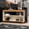 Aparador 137cm Sala com Ratan Memphis EDN Off White/Cedro