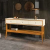 Aparador Retrô 3 Gavetas 154cm Bari EDN Off White/Cedro