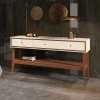 Aparador Retrô 3 Gavetas 154cm Bari EDN Off White/Naturale