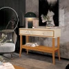 Aparador Retrô Bari 100cm Com 2 Gavetas EDN Off White/Cedro
