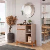 Aparador Bar Pequeno 81cm Bari Casa D Off White/Cedro