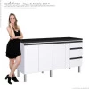 Balcão Para Cozinha de Aço 3 Portas 3 Gavetas e Porta Tempero Gaia 200cm Com Tampo Cozimax Branco 