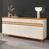Buffet Sala Jantar Grande 184cm 4 Portas 4 Gavetas Açores EDN Off White/Cedro