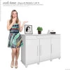 Balcão Buffet Sala Jantar 137cm 3 Portas Gaveta Rubi RV Móveis Branco