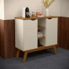 Balcão Pequeno Cantinho do Café 100cm 2 Portas Prism Patrimar Off White/Cumaru