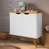 Buffet Aparador Pequeno 2 Portas 81cm Prism Patrimar Branco/Cinamomo