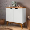 Buffet Aparador Pequeno 2 Portas 81cm Prism Patrimar Branco/Cumaru