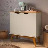 Buffet Aparador Pequeno 2 Portas 81cm Prism Patrimar Off White/Cinamomo