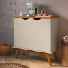Buffet Aparador Pequeno 2 Portas 81cm Prism Patrimar Off White/Cumaru