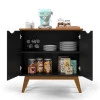 Buffet Aparador Pequeno 2 Portas 81cm Prism Patrimar Preto/Cumaru