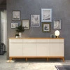 Buffet Grande 190cm Para Sala Estar Jantar 4 Portas 4 Gavetas Dinner 1.9 EAX Off White/Cedro