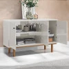 Buffet Balcão Sala 3 Portas 120cm Catar Lukaliam Off White Perolizado/Tauari