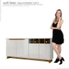 Balcão Buffet Aparador Adega 160cm 4 Portas Munique Lukaliam Off White/Canela