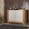 Buffet Pequeno 90cm Ripado Sala Jantar 2 Portas Argo EDN Freijo/Fendi