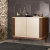Buffet Pequeno 90cm Ripado Sala Jantar 2 Portas Argo EDN Off White/Naturale