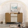Buffet Aparador Sala 136cm 4 Portas 1 Gaveta Prata RV Móveis Cinamomo/Off White