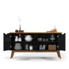 Buffet Aparador 160cm 4 Portas Pés Madeira Prism Patrimar Preto/Cumaru