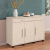 Balcão Buffet Sala Jantar 137cm 3 Portas Gaveta Rubi RV Móveis Off White