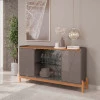 Buffet Cristaleira 1.7 Porta de Vidro Sala de Jantar Bari Casa D Cinza/Cedro