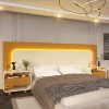 Cabeceira Para Cama Box de Casal Queen e King com 2 Mesas de Cabeceiras Innova Gelius Naturale/Off White