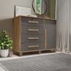 Cômoda com Sapateira 120cm 4 Gavetas Quarto Grécia RV Móveis Cinamomo/Grafite