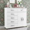 Cômoda Sapateira 1 Porta 6 Gavetas 126cm Platina Lukaliam Branco