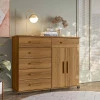 Cômoda Sapateira 1 Porta 6 Gavetas 126cm Platina Lukaliam Freijo