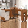Mesa em L Para Escritório Quarto Computador 138x144cm Alessa Lukaliam Jequitiba/Off White