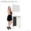 Conjunto Para Banheiro Aço Araça 60 Espelho Ameixa Cozimax Branco/Preto