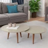 Conjunto com 2 Mesas de Centro Redonda Luna Patrimar Off White