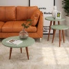 Conjunto com 3 Mesas Apoio Lateral e Centro Redonda Legs Patrimar Verde Alecrim