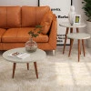 Conjunto com 3 Mesas Apoio Lateral e Centro Redonda Legs Patrimar Off White