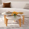 Conjunto de Mesa de Centro Florida 105cm e 55cm Lukaliam Off White/Freijo